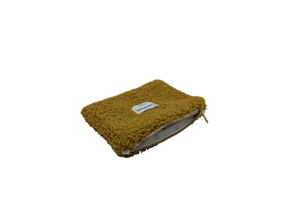 Pochette fausse fourrure sherpa ocre