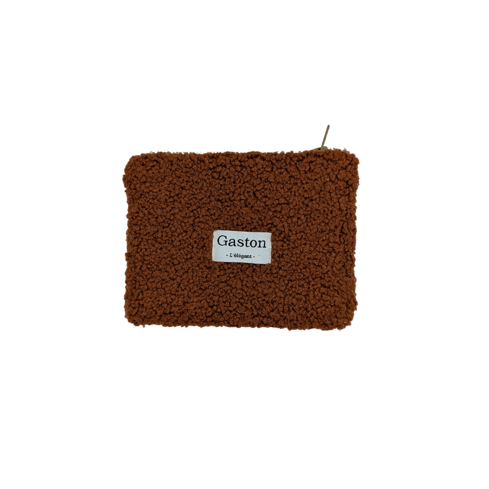 Pochette fausse fourrure sherpa rouille