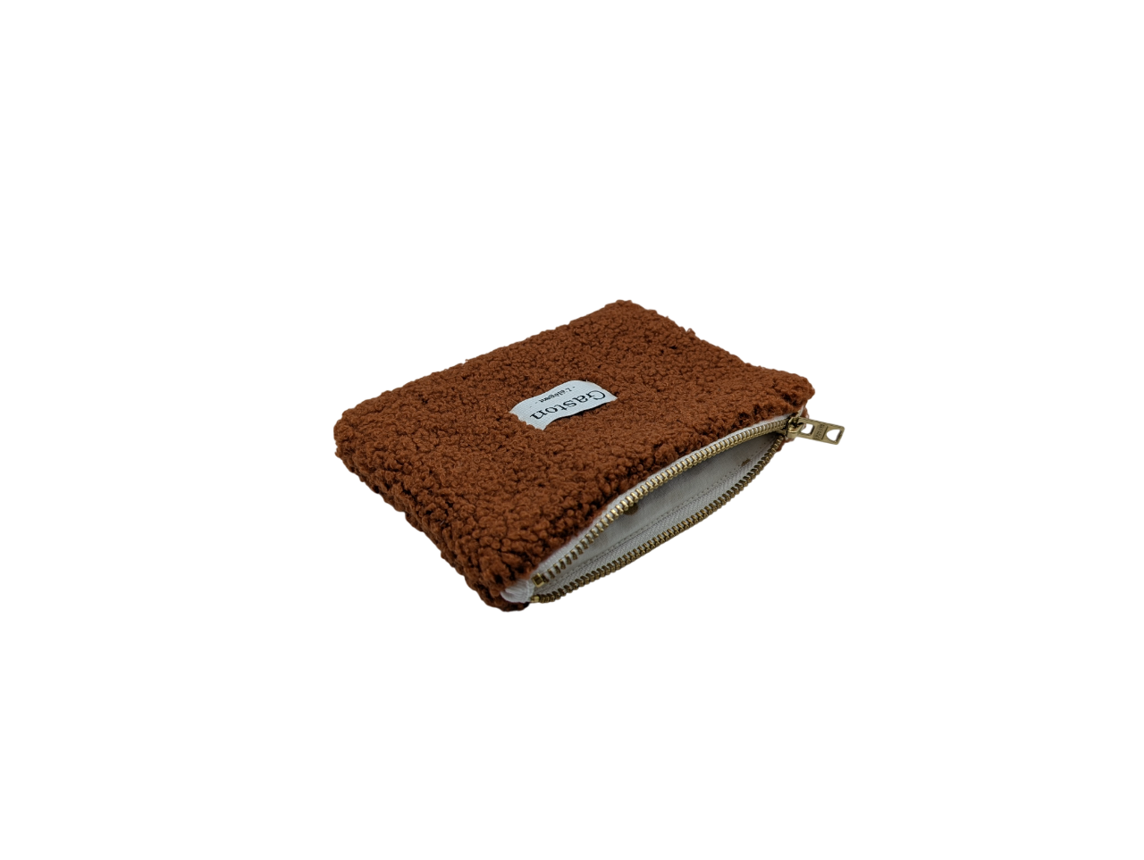 Pochette fausse fourrure sherpa rouille