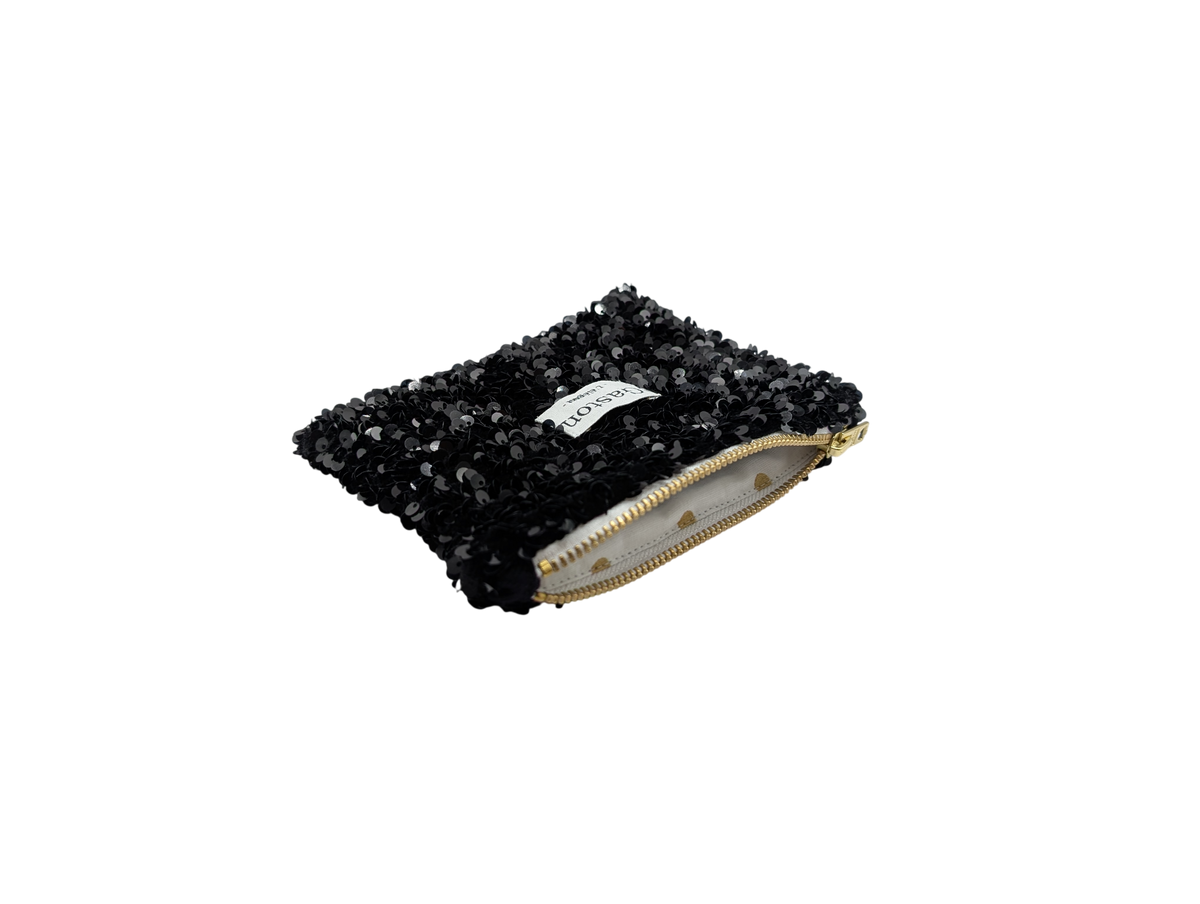 Pochette sequins noir
