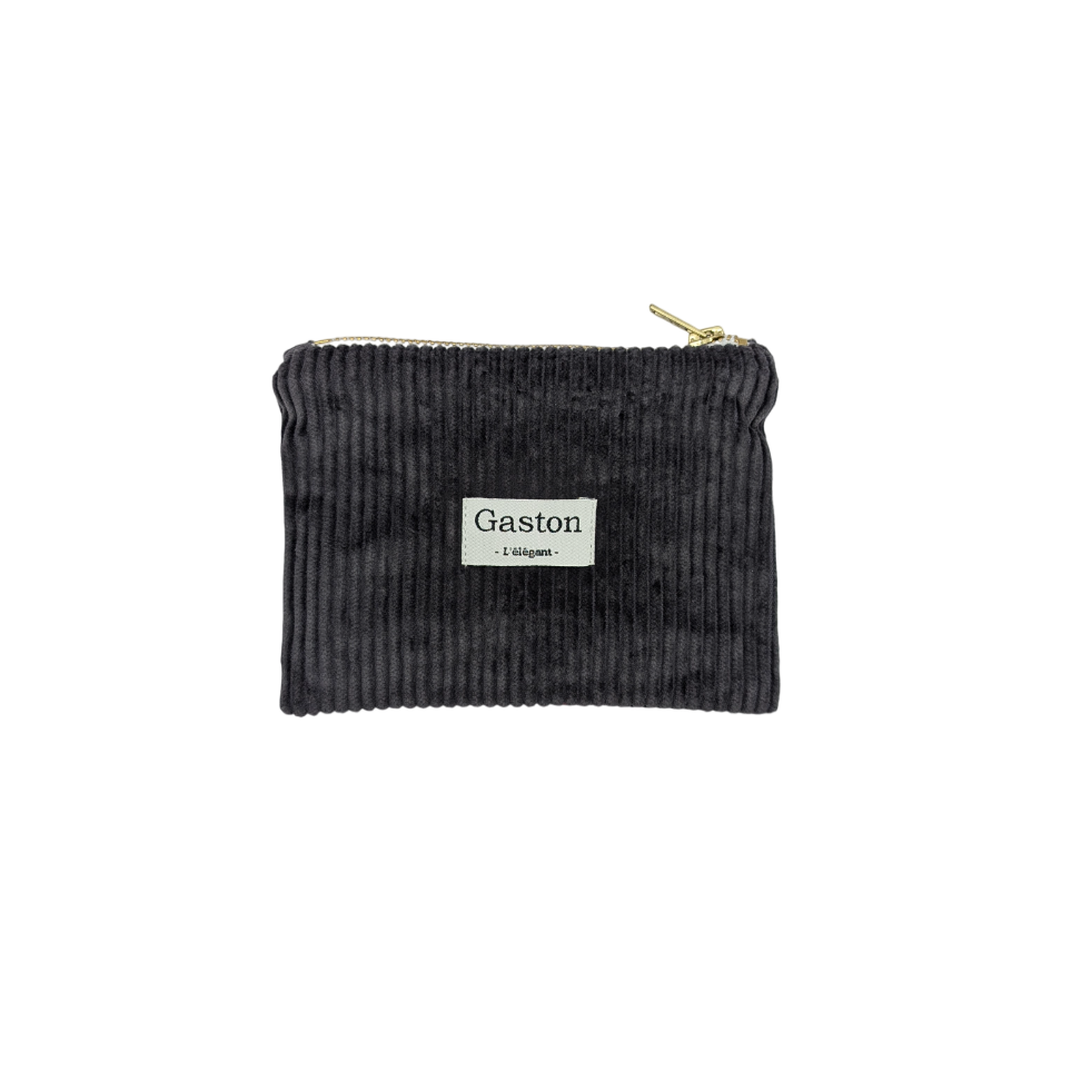 Pochette velours asphalte