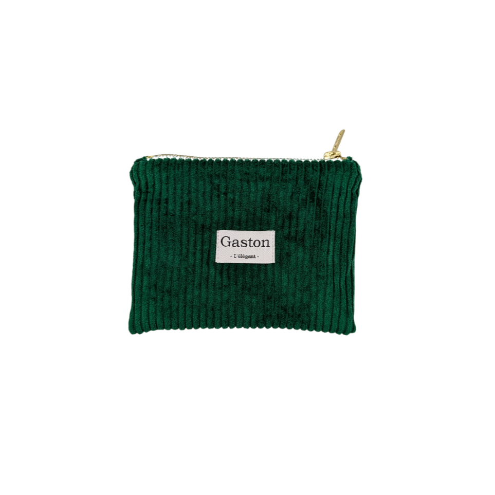 Pochette velours vert basilic