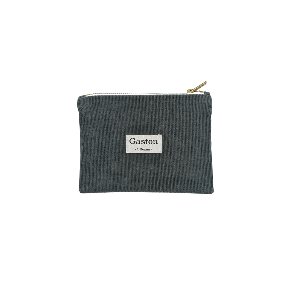 Pochette velours vert de gris