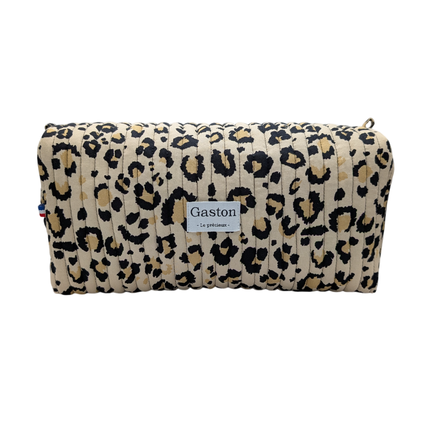 Trousse XL matelassée léopard