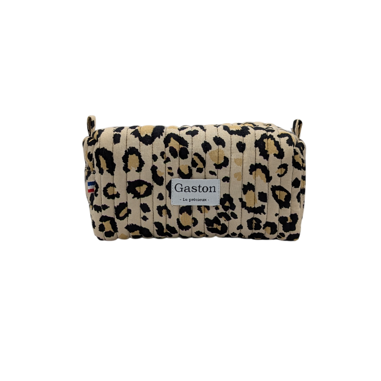 Trousse M matelassée léopard