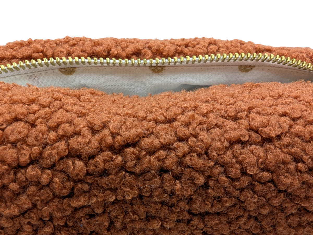 Trousse fausse fourrure sherpa rouille