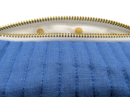 Trousse de toilette en lin bleu