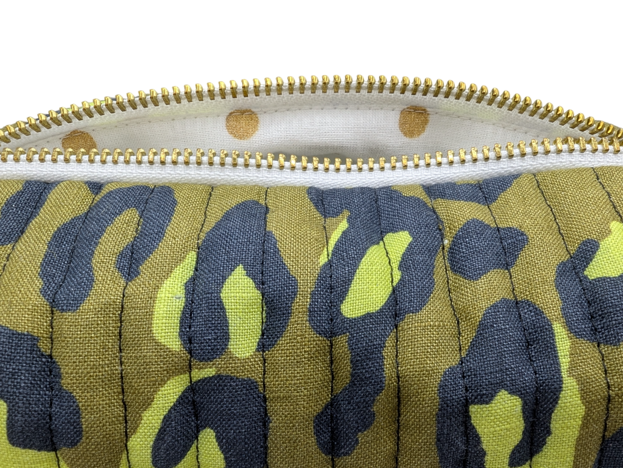 Trousse de toilette en lin léopard kaki