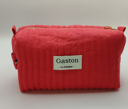 Trousse de toilette en lin corail