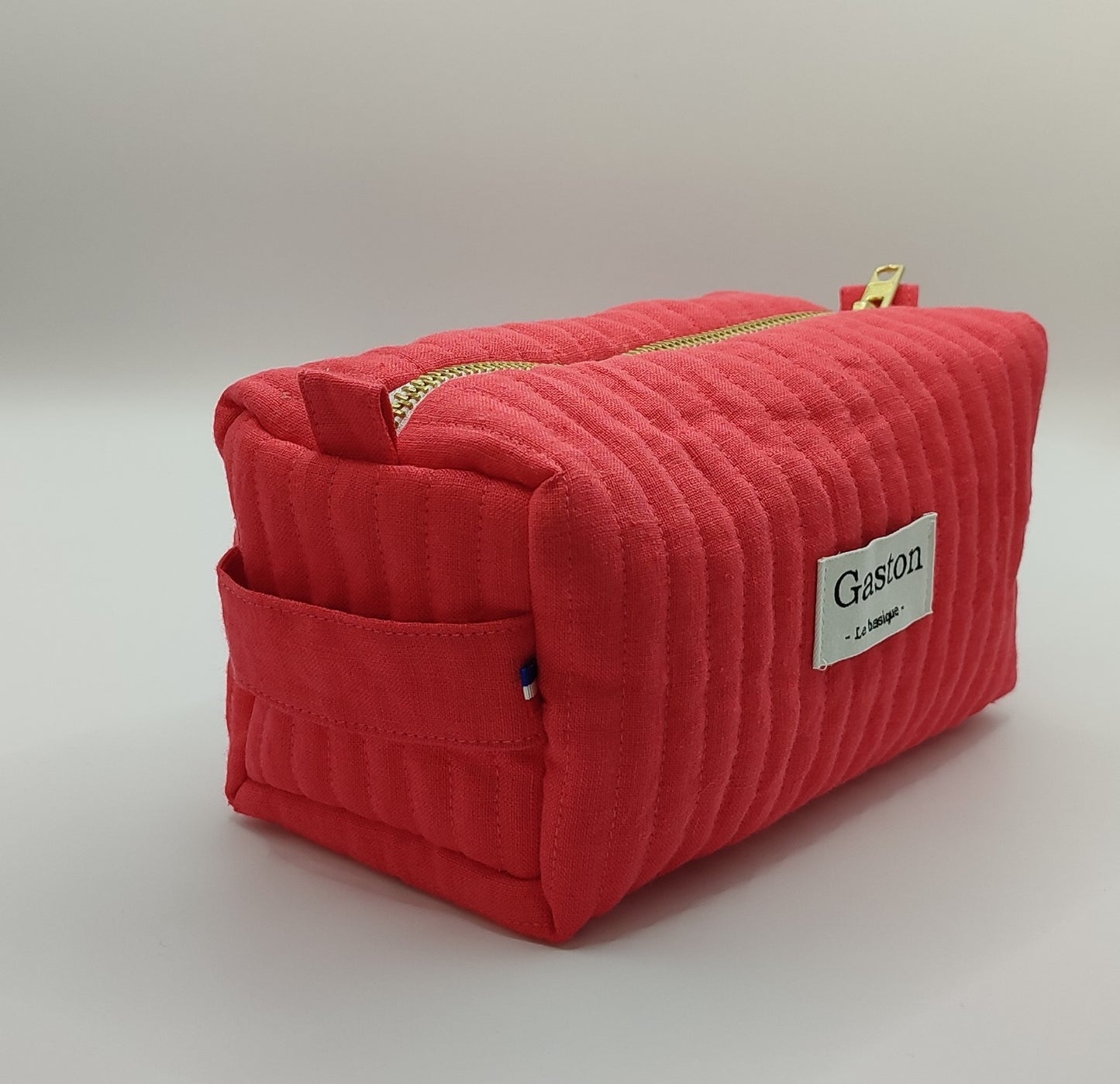 Trousse de toilette en lin corail