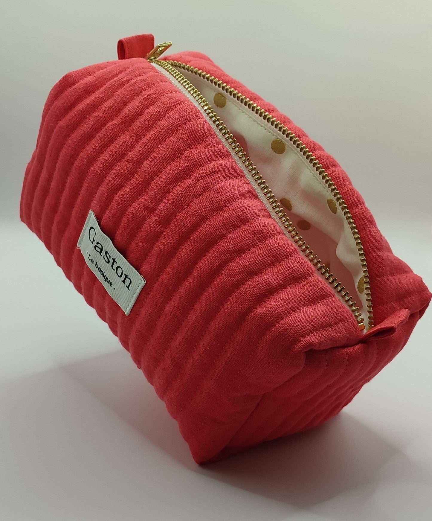 Trousse de toilette en lin corail