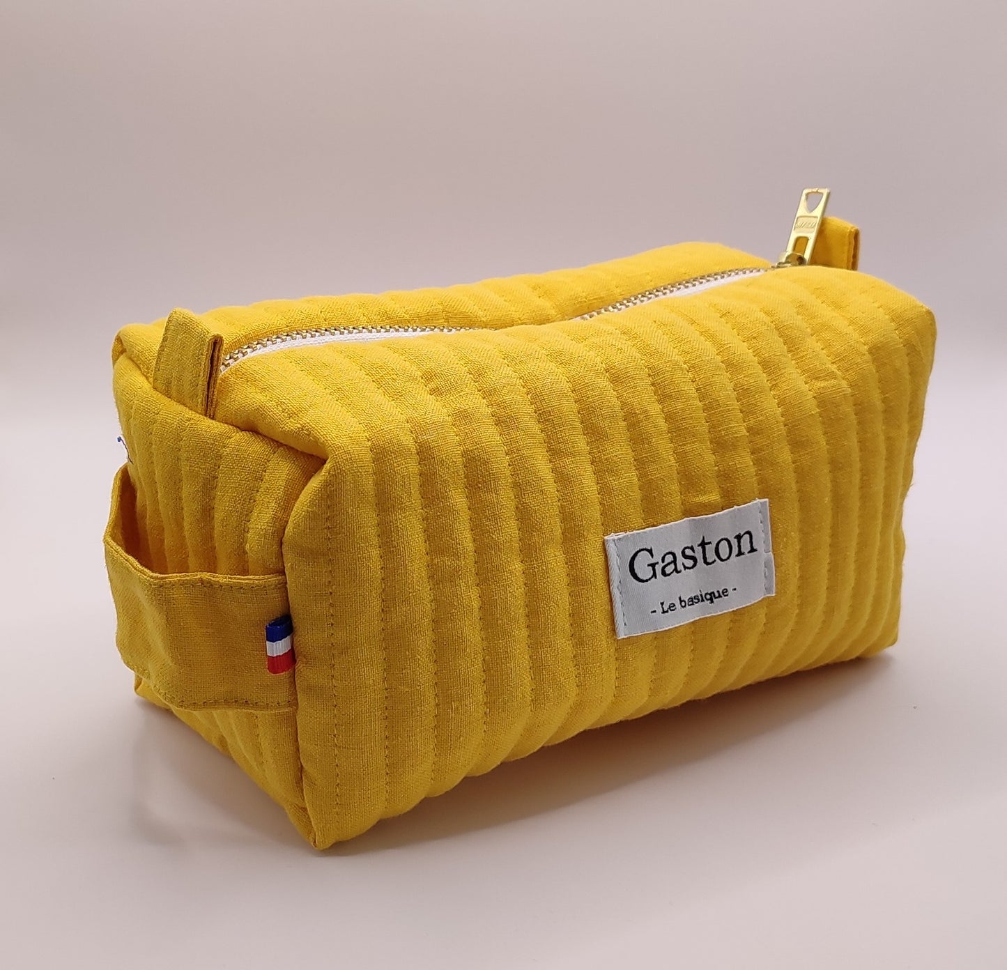 Trousse de toilette en lin jaune