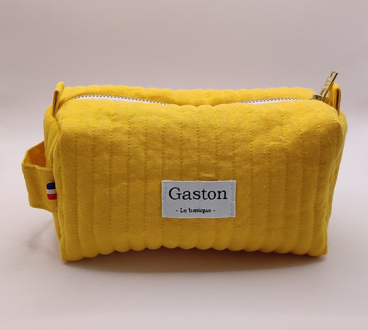 Trousse de toilette en lin jaune
