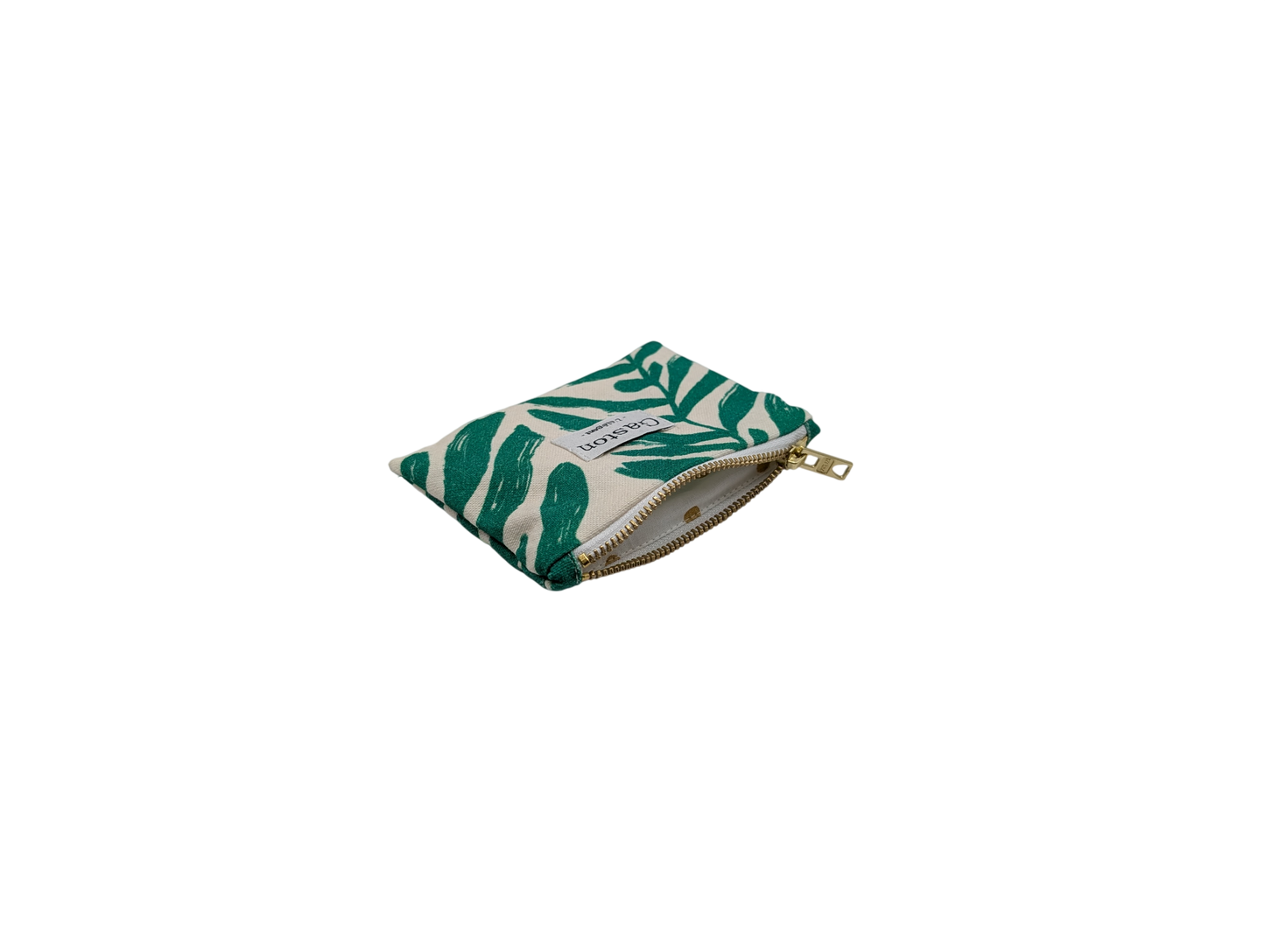 Porte monnaie coton feuille verte