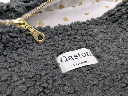 Banane fausse fourrure sherpa asphalte