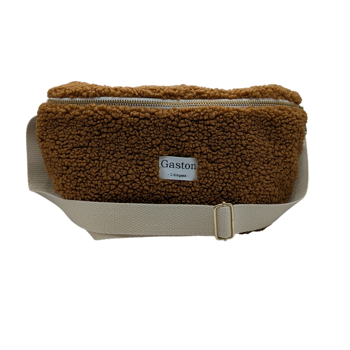 Banane fausse fourrure sherpa cognac