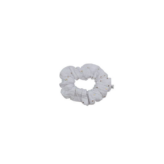 Chouchou blanc pois doré