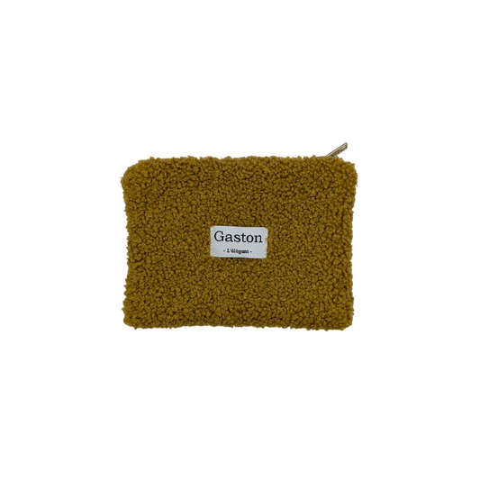 Pochette fausse fourrure sherpa ocre