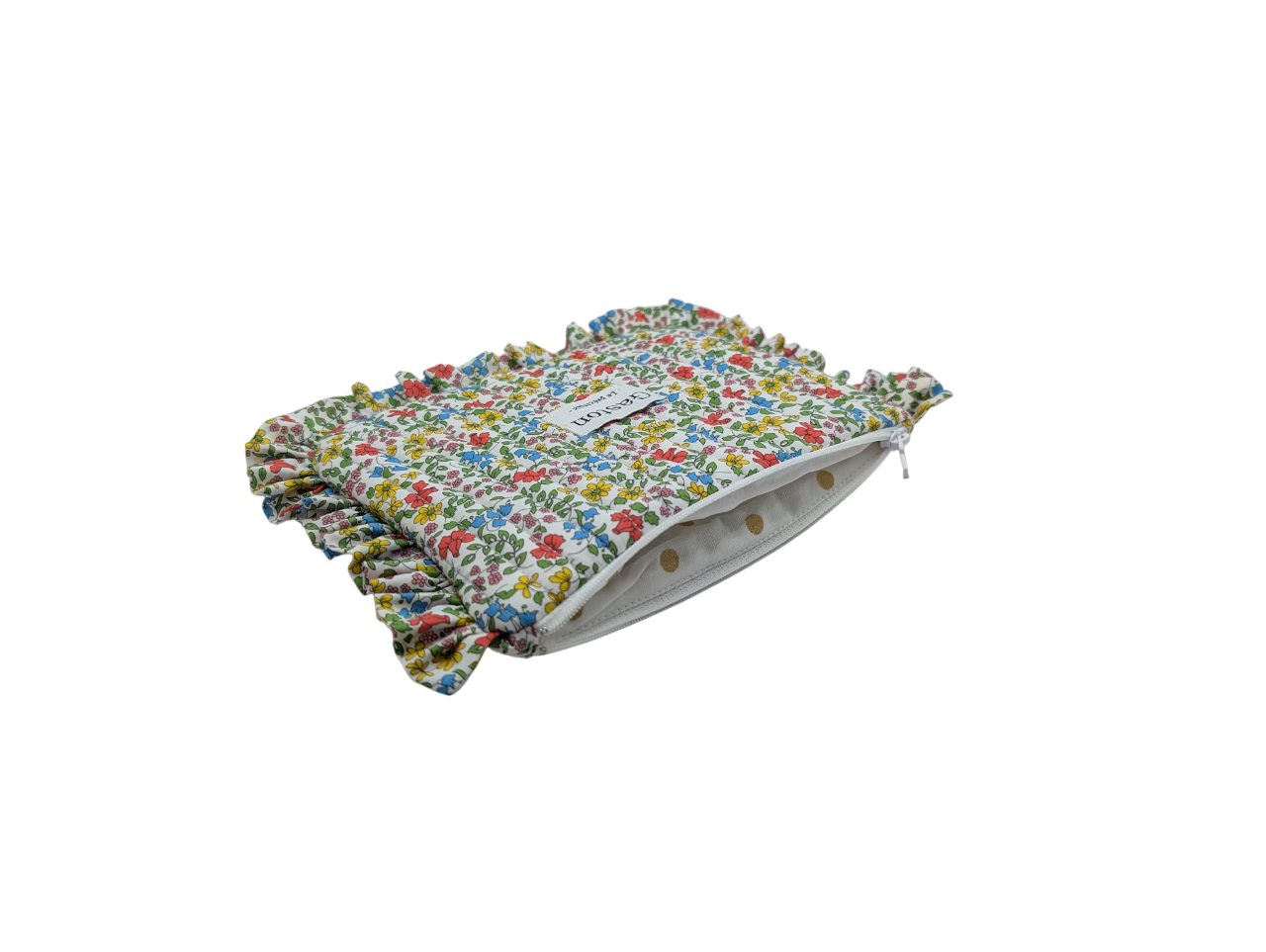 Pochette plate avec froufrous liberty