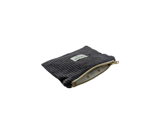 Pochette velours asphalte