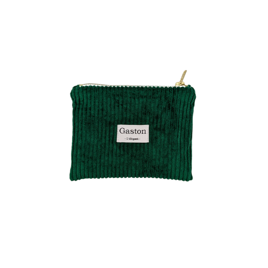 Pochette velours vert basilic
