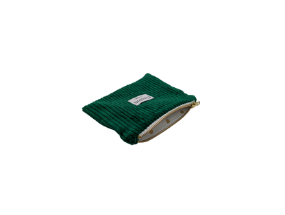 Pochette velours vert basilic