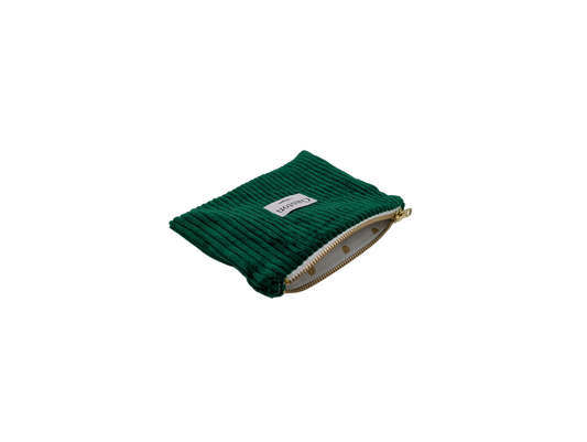 Pochette velours vert basilic