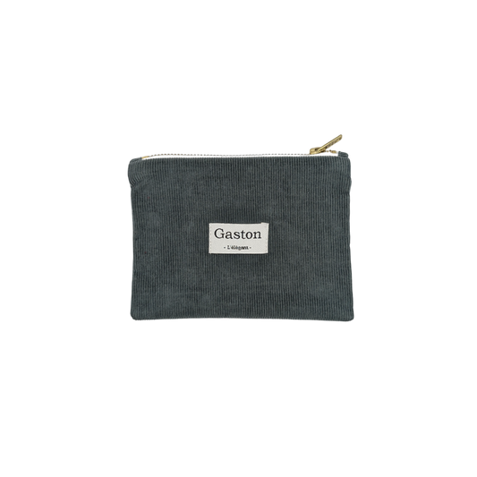 Pochette velours vert de gris