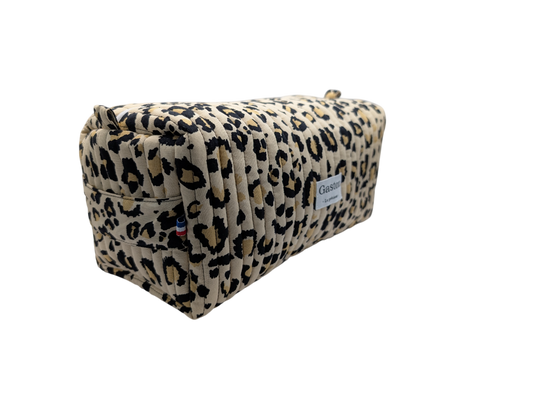 Trousse XL matelassée léopard