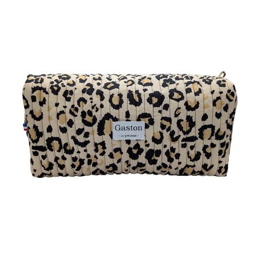 Trousse XL matelassée léopard