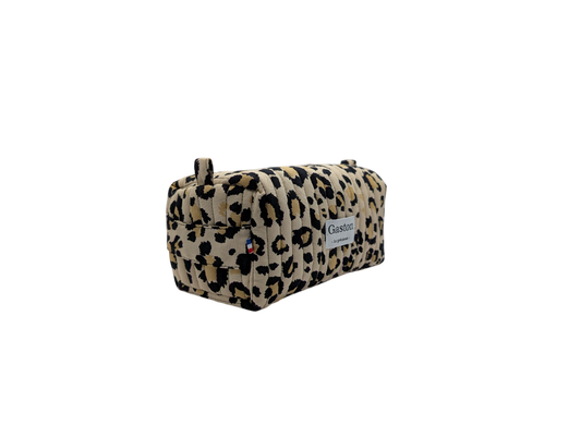 Trousse M matelassée léopard
