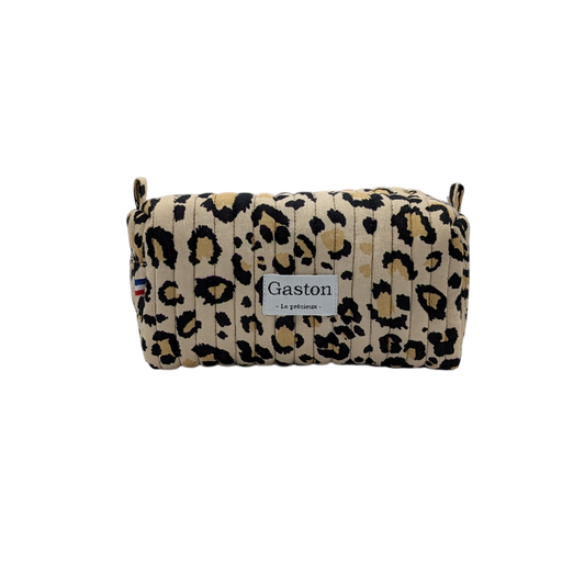 Trousse M matelassée léopard