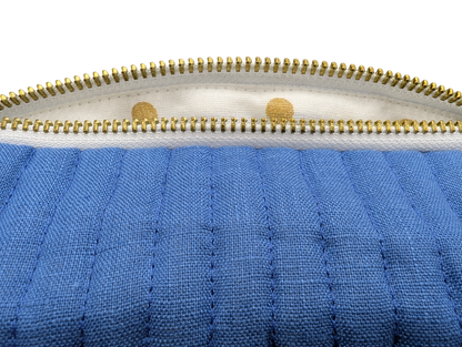 Trousse de toilette en lin bleu