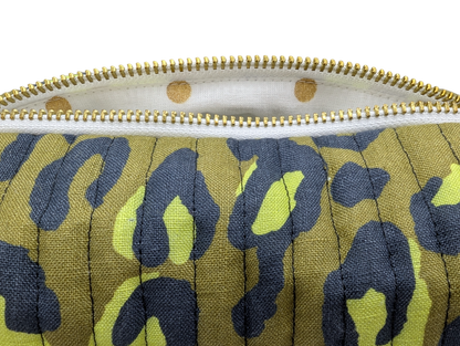 Trousse de toilette en lin léopard kaki