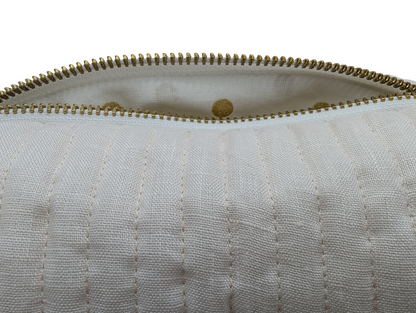 Trousse de toilette en lin rose