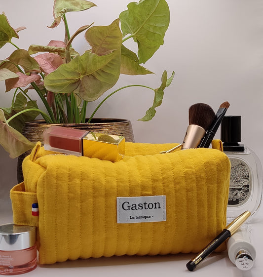 Trousse de toilette en lin jaune