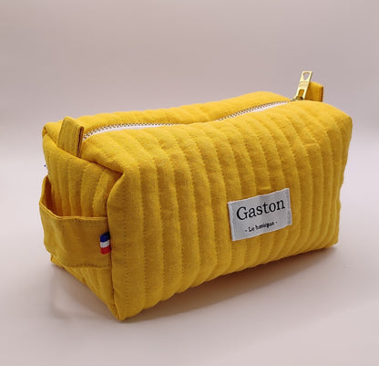 Trousse de toilette en lin jaune