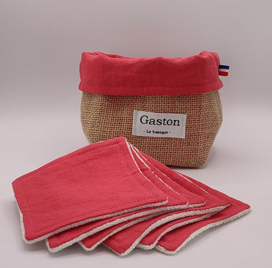 Lingettes démaquillantes en lin corail