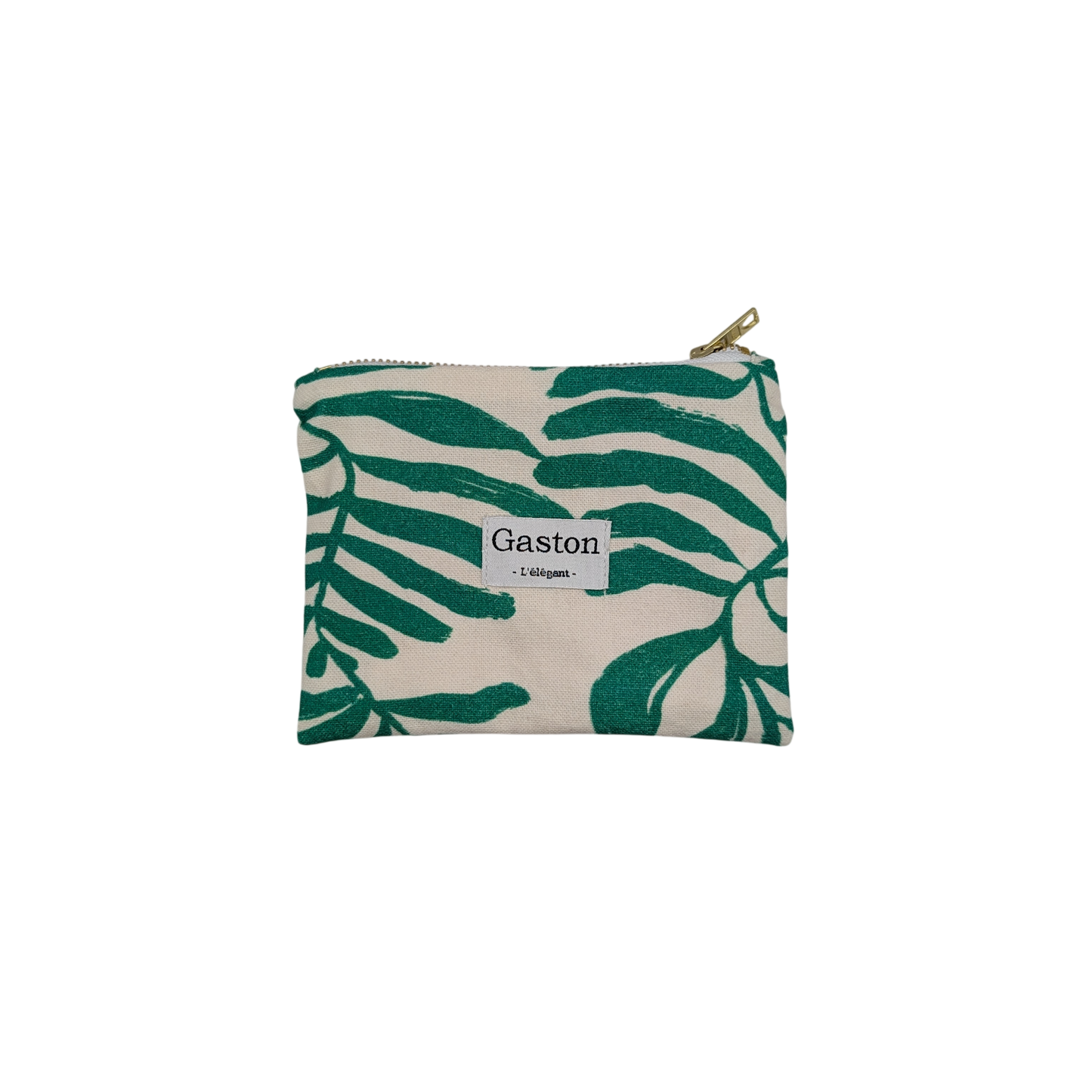 Pochette coton feuille verte