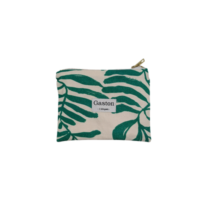 Pochette coton feuille verte