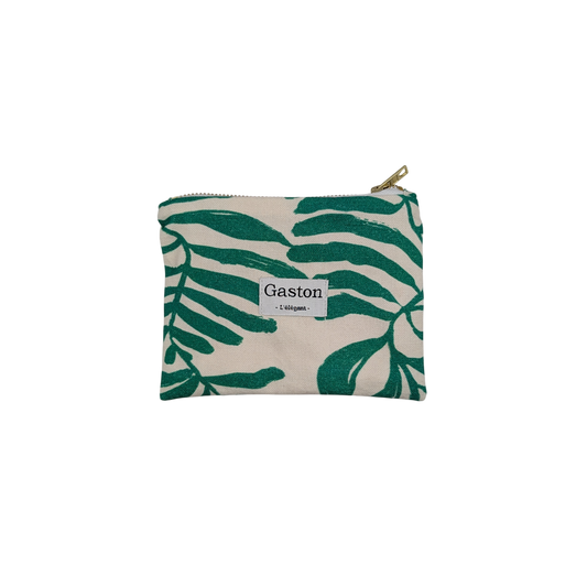 Pochette coton feuille verte