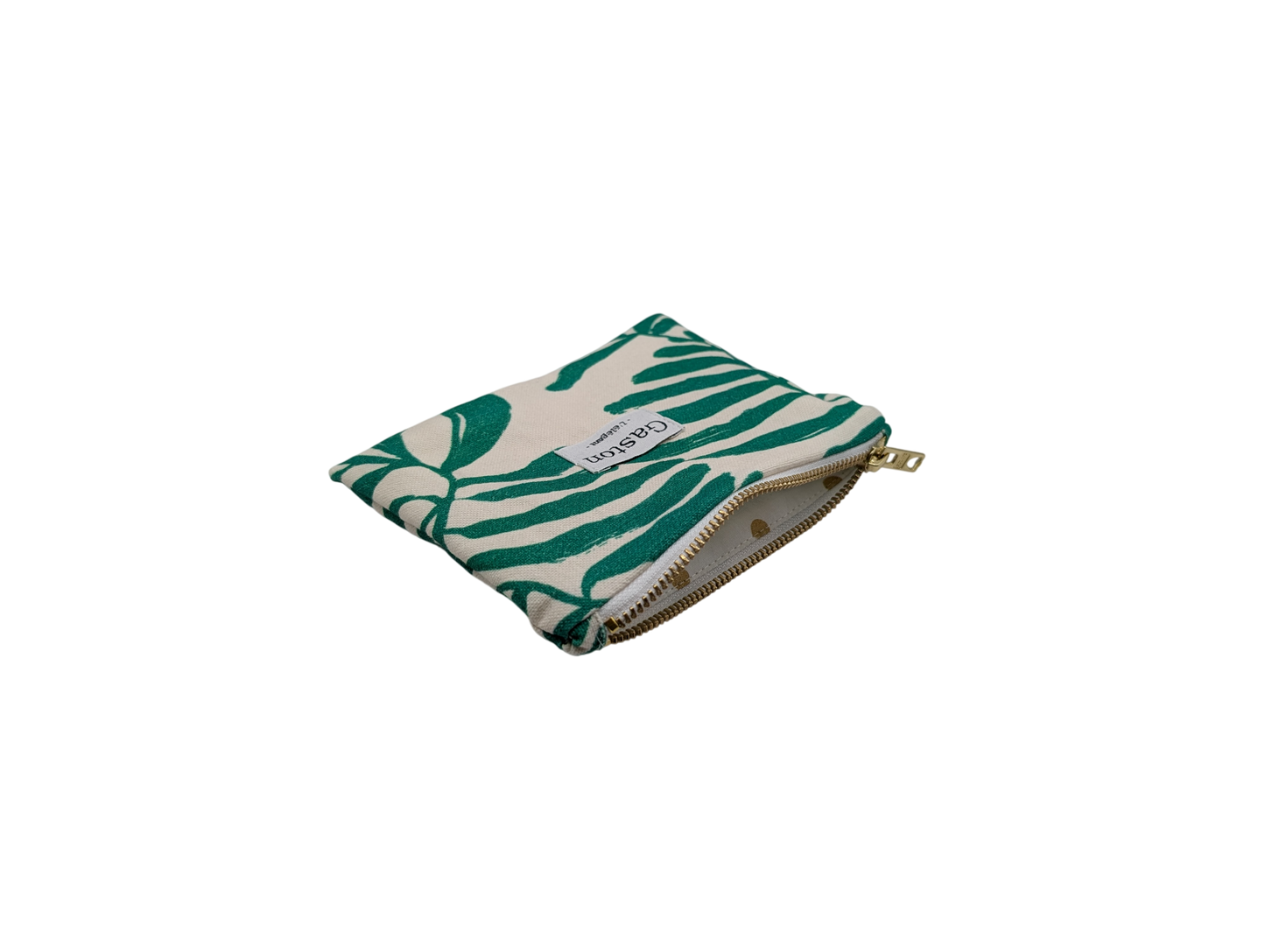 Pochette coton feuille verte