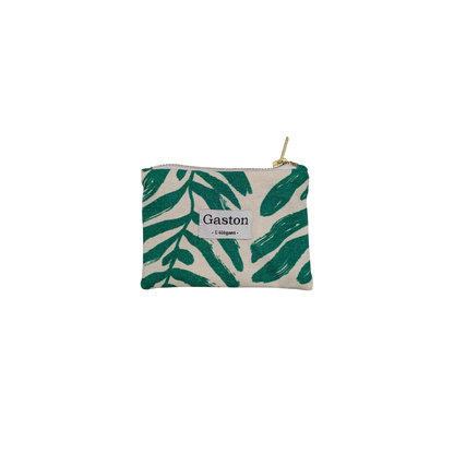 Porte monnaie coton feuille verte