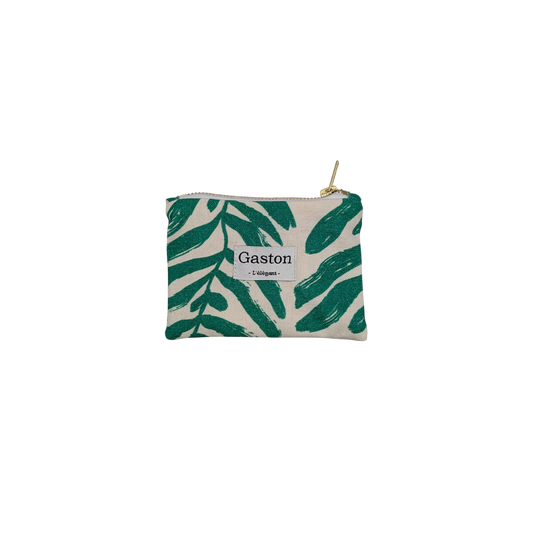 Porte monnaie coton feuille verte