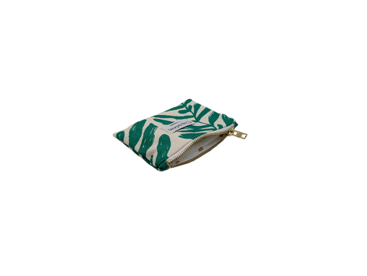 Porte monnaie coton feuille verte